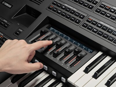 Hand operating the slider of the live expression control.