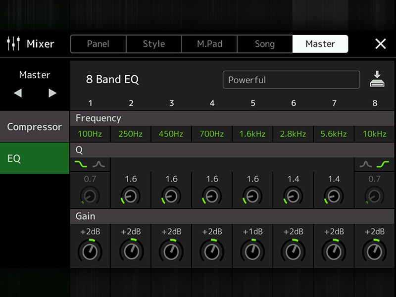 Yamaha Arranger Workstation PSR-SX920/720+ Master EQ Screen
